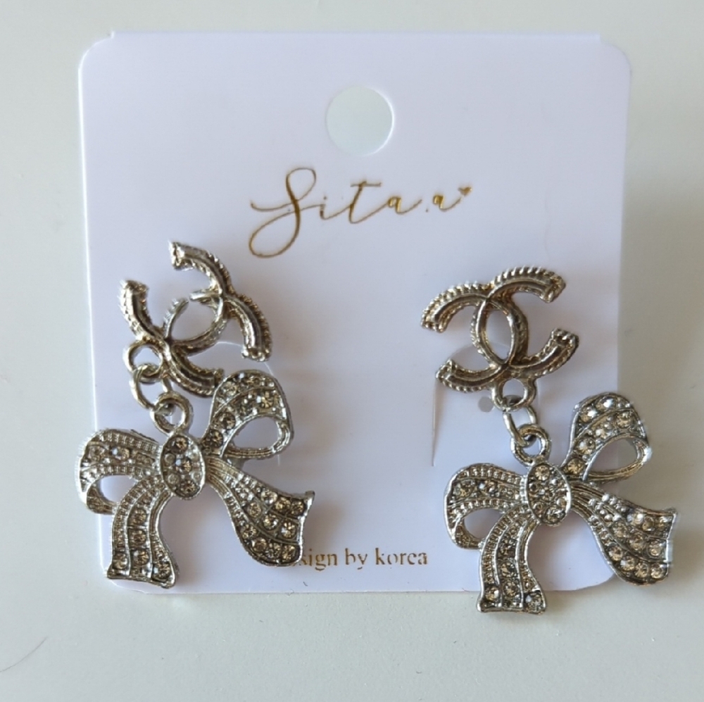 Silver Bow Earrings